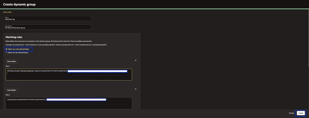OCI Full Stack Dynamic group