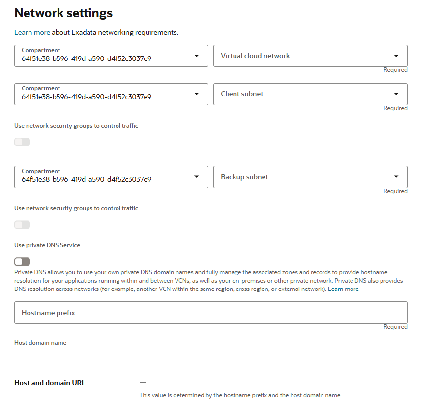 Create VM Cluster network