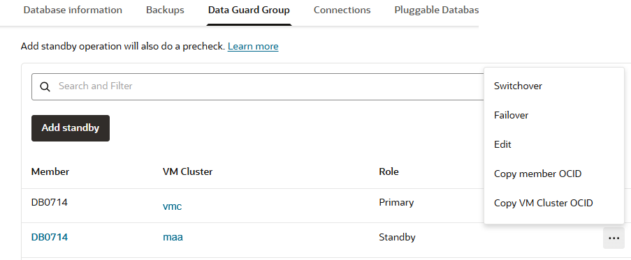 Data Guard Switchover