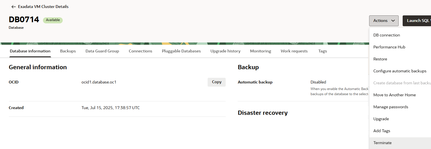 Data Guard delete standby