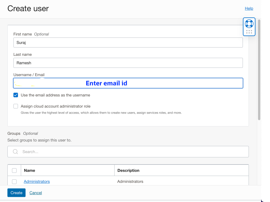 Create user