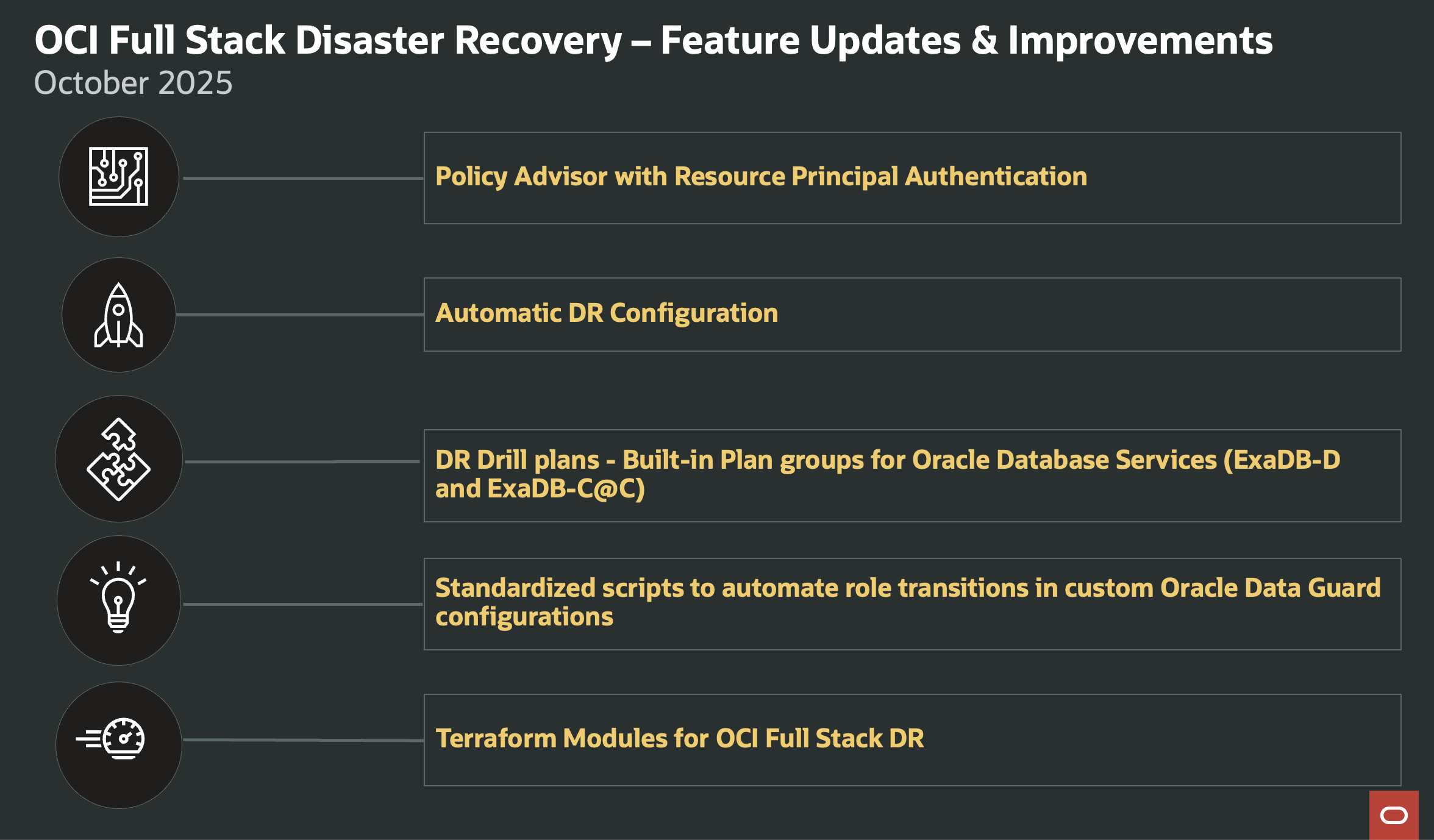 OCI Full Stack Disaster Recovery: Feature Updates & Improvements – October 2025