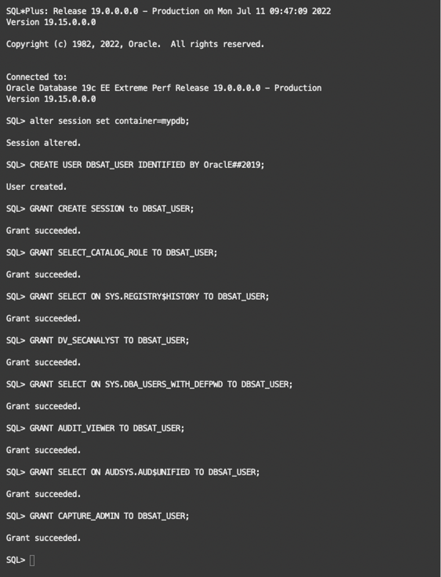 New DBSAT_USER
