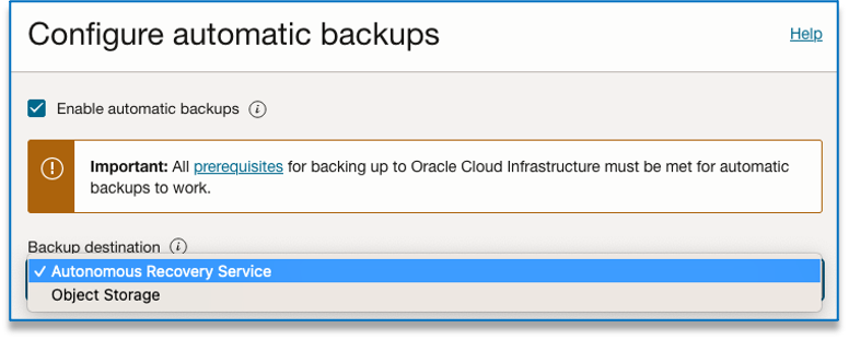 Changing backup destination between object storage and Recovery Service