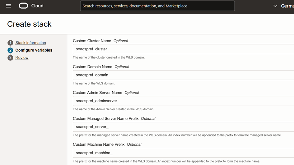 Figure 4. Customize the resource names in secondary to be the same as in primary.