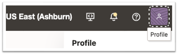 OCI profile drop down in OCI console