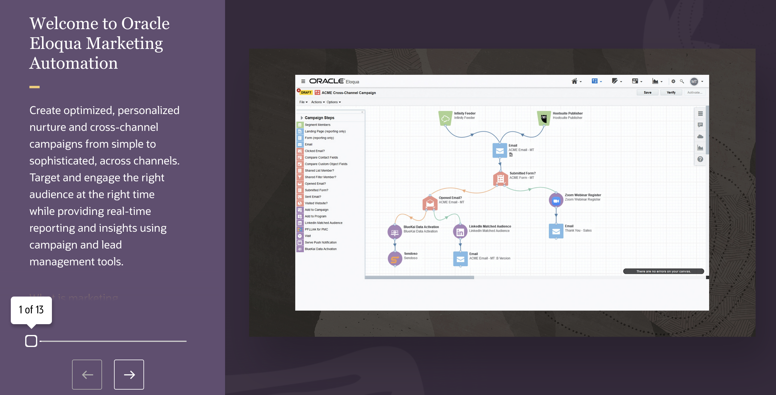 Oracle Eloqua Marketing Automation product tour