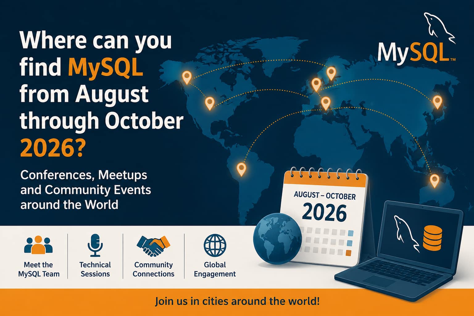 Where can you find MySQL from August through October 2026? 