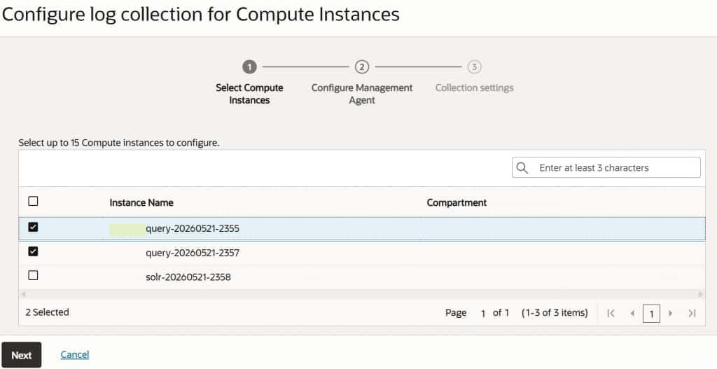 Log collection for Compute instances