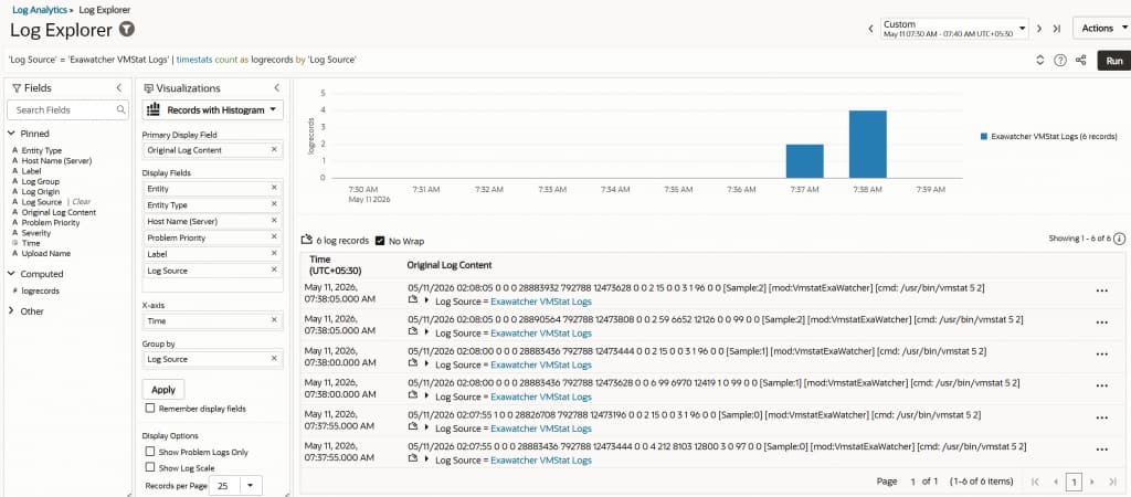 Log Explorer: Records with Histogram