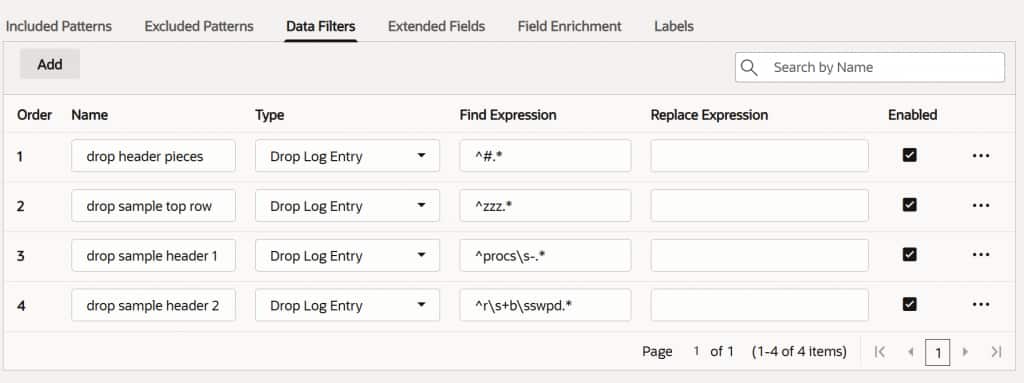 Data filters in source