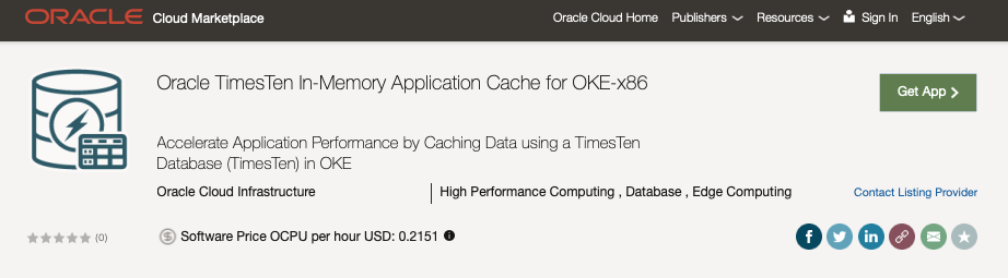 GA発表:  Oracle TimesTen In-Memory Application Cache for OKE on OCI Marketplace