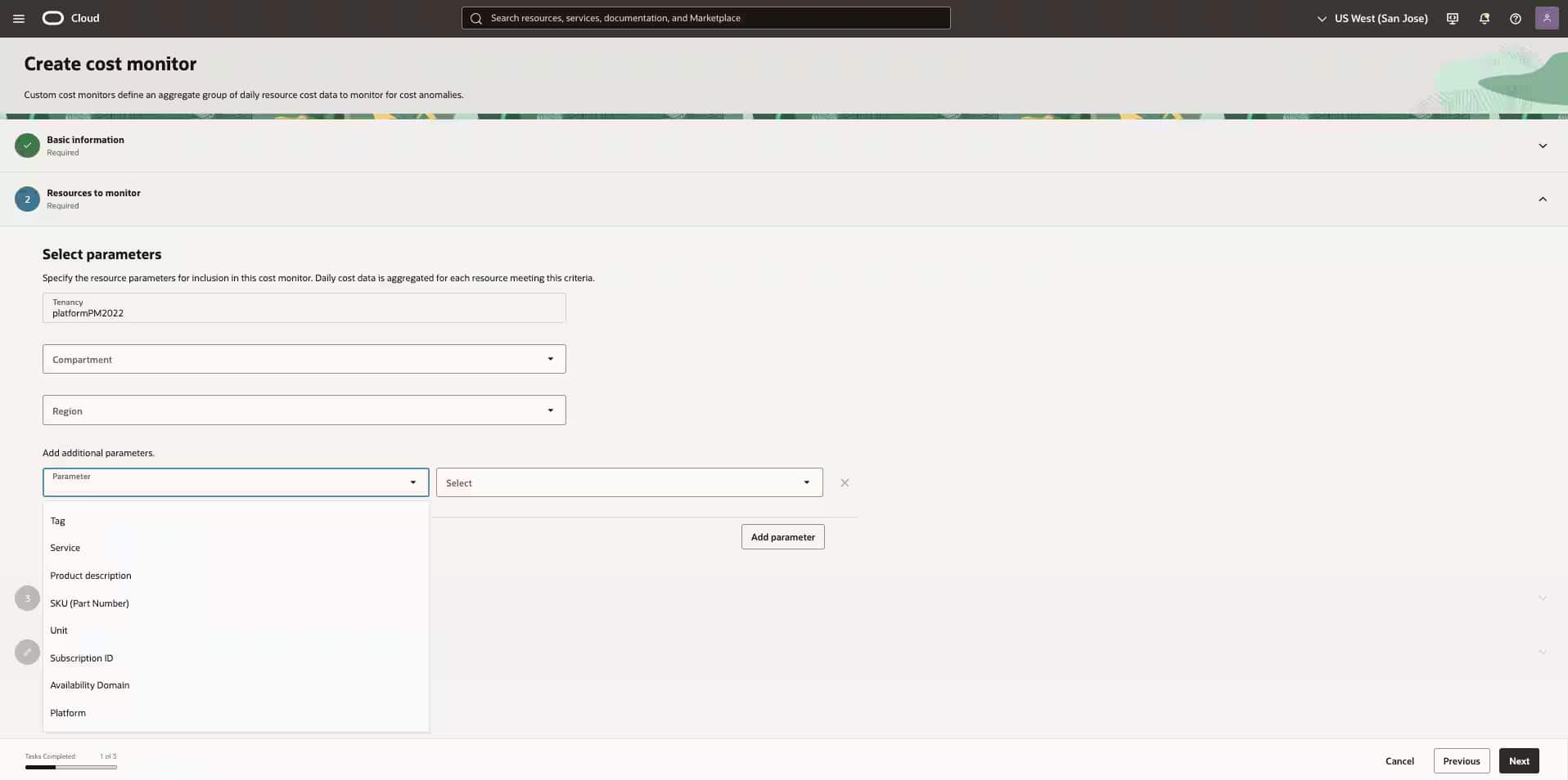 OCI create Cost Monitor workflow