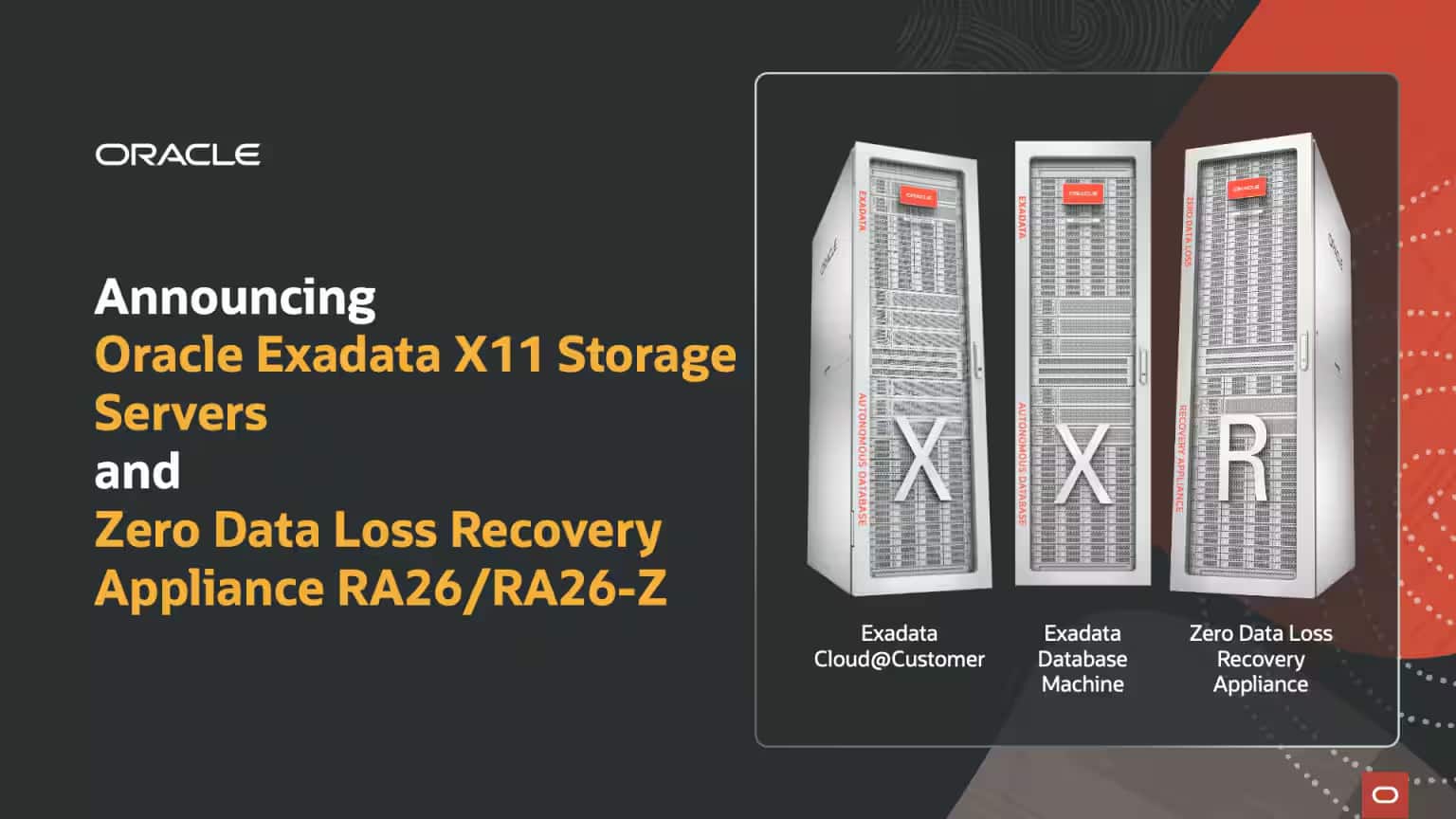 Oracle Exadata X11ストレージ・サーバーおよびZero Data Loss Recovery Appliance RA26/RA26-Zの発表