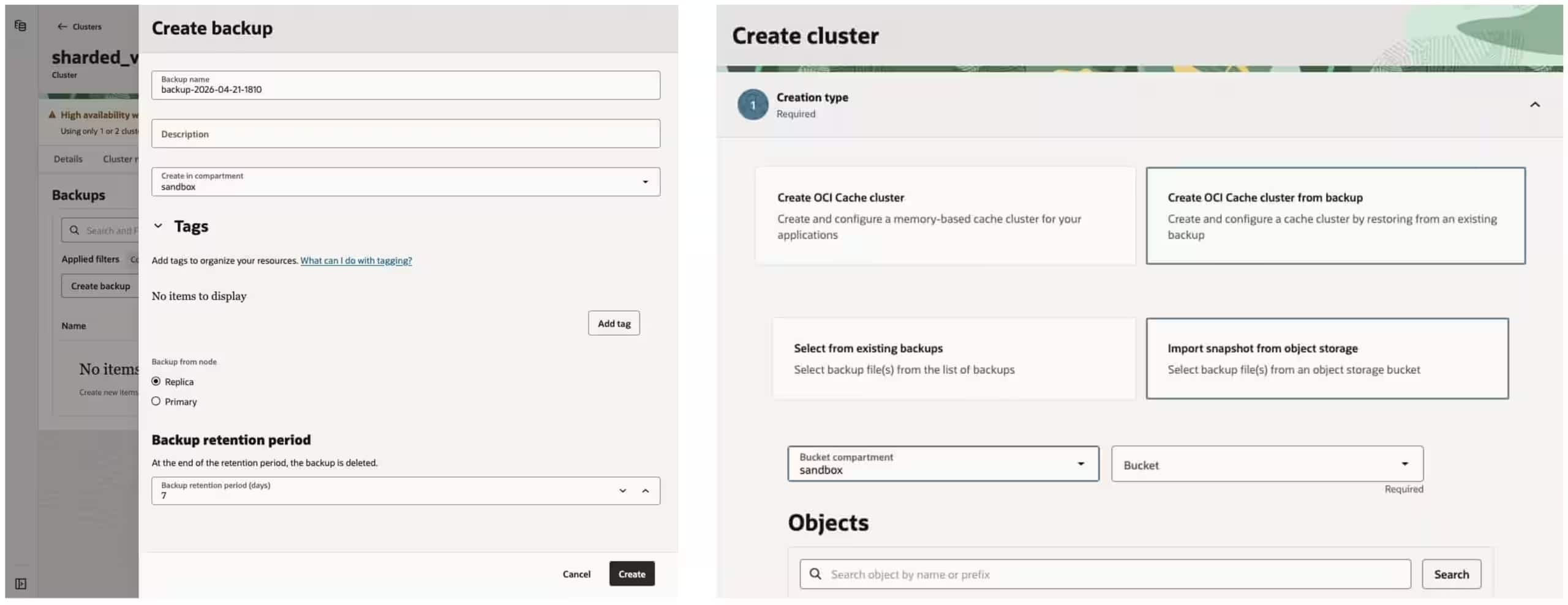 Create a backup, create a new cluster from a backup