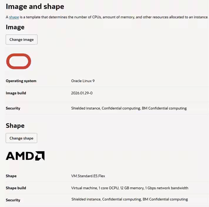 Instance Launch: Image and Shape selection