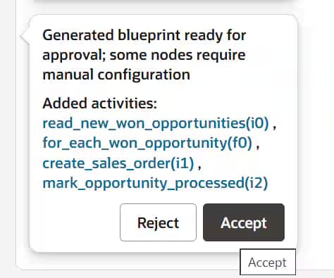 OICのAIアシスタントをPlan and Actモードで実行している画面のスクリーンショット