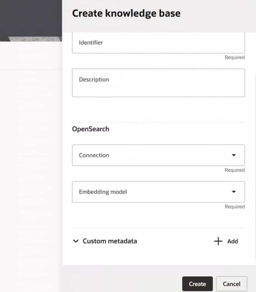Create knowledge baseの作成画面のスクリーンショット