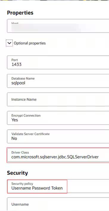 Azure Synapse接続のセキュリティ・ポリシーの設定画面のスクリーンショット