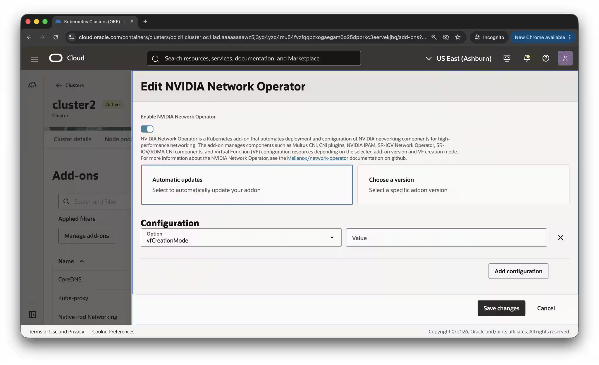 Enabling the NVIDIA Network Operator add-on