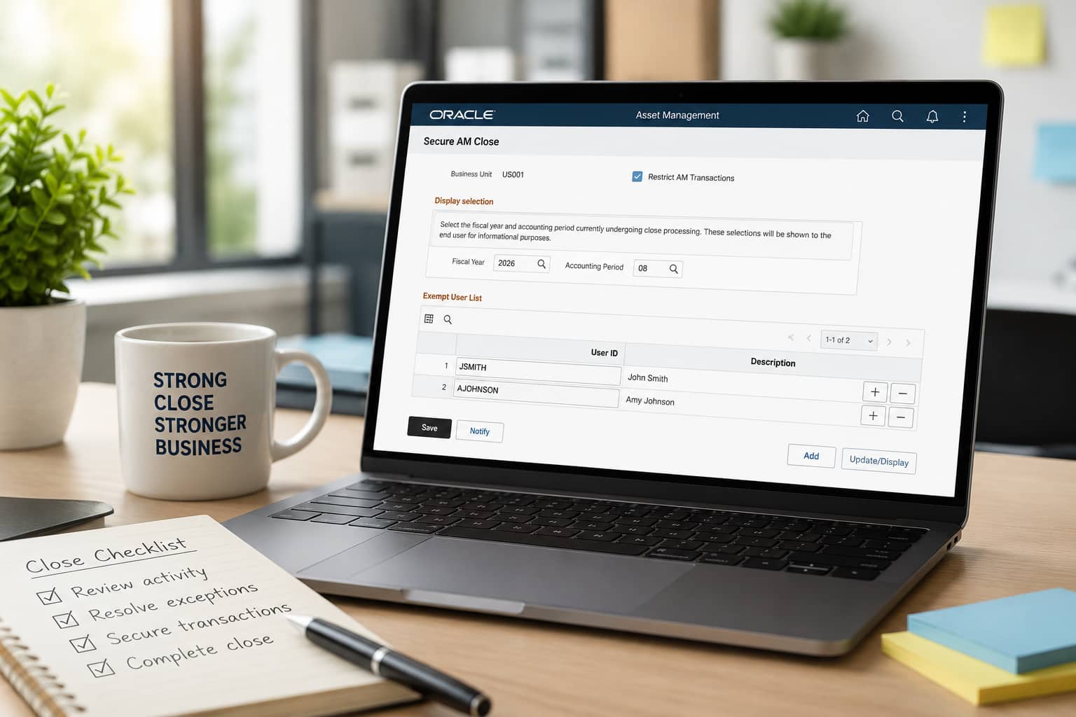 PeopleSoft Asset Management: Prevent Transactions During the Close Cycle