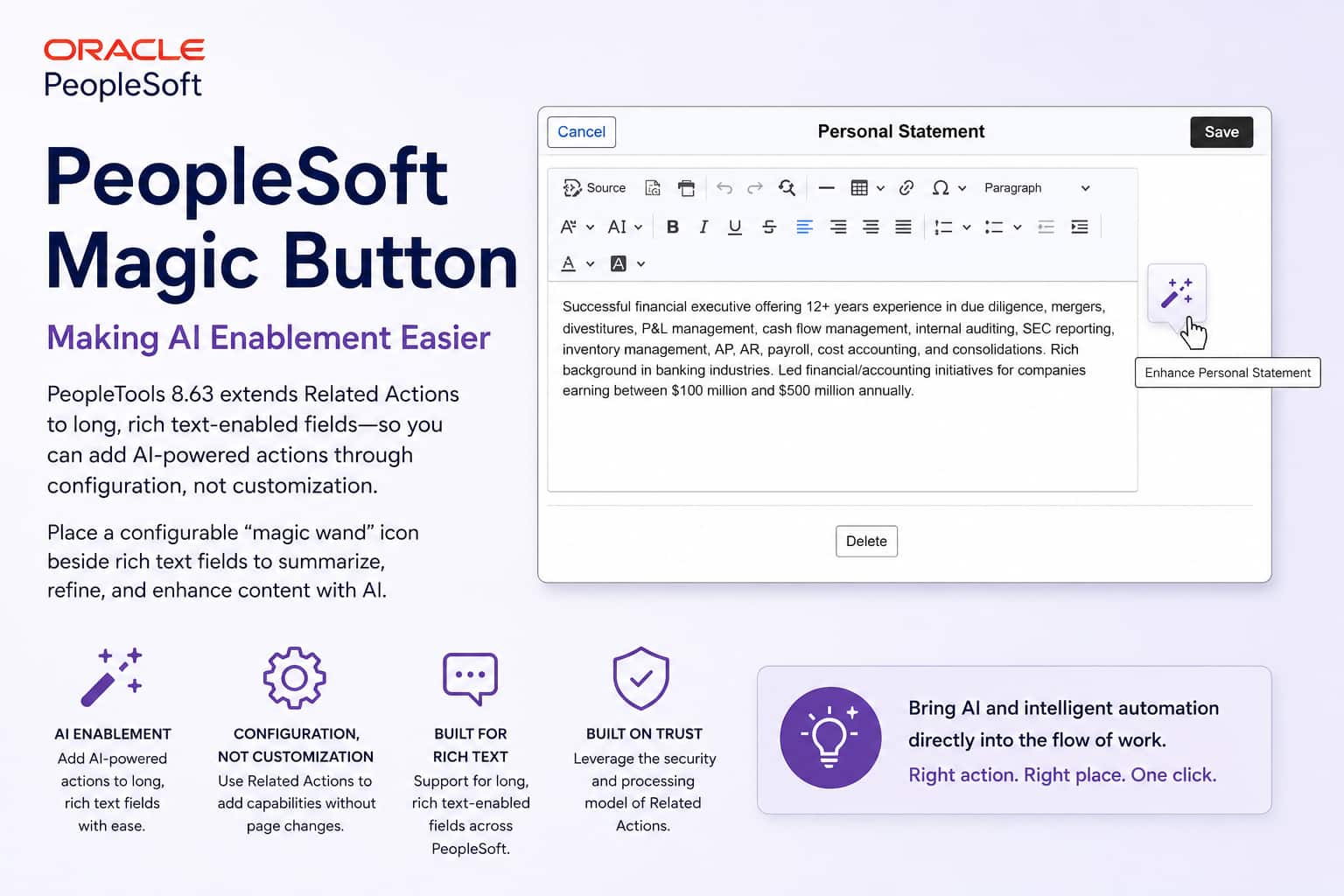 PeopleSoft Magic Button: Making AI Enablement Easier with PeopleTools 8.63