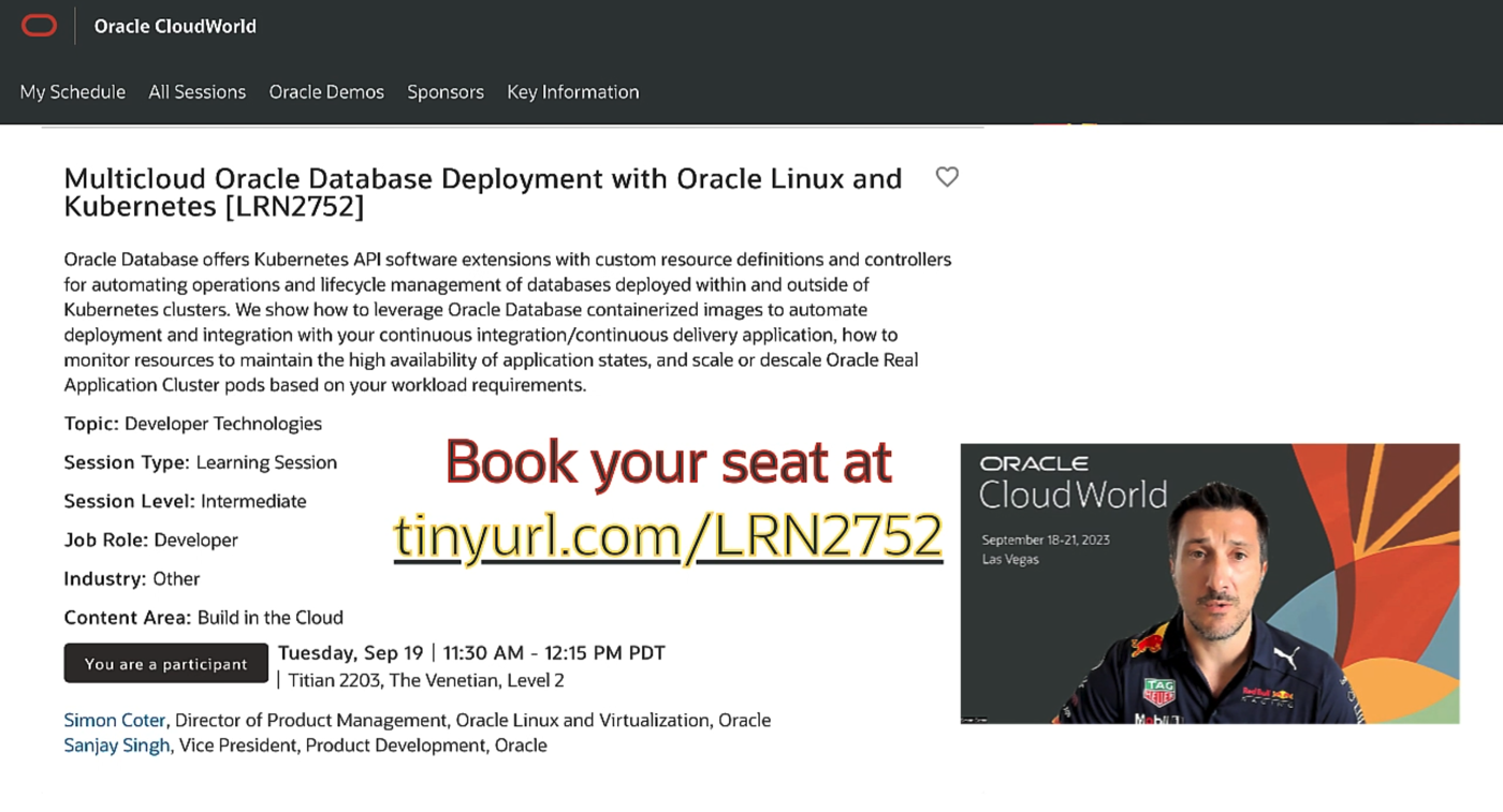 Oracle CloudWorld Session Preview: LRN2752 – Multicloud Oracle Database Deployment with Oracle Linux and Kubernetes