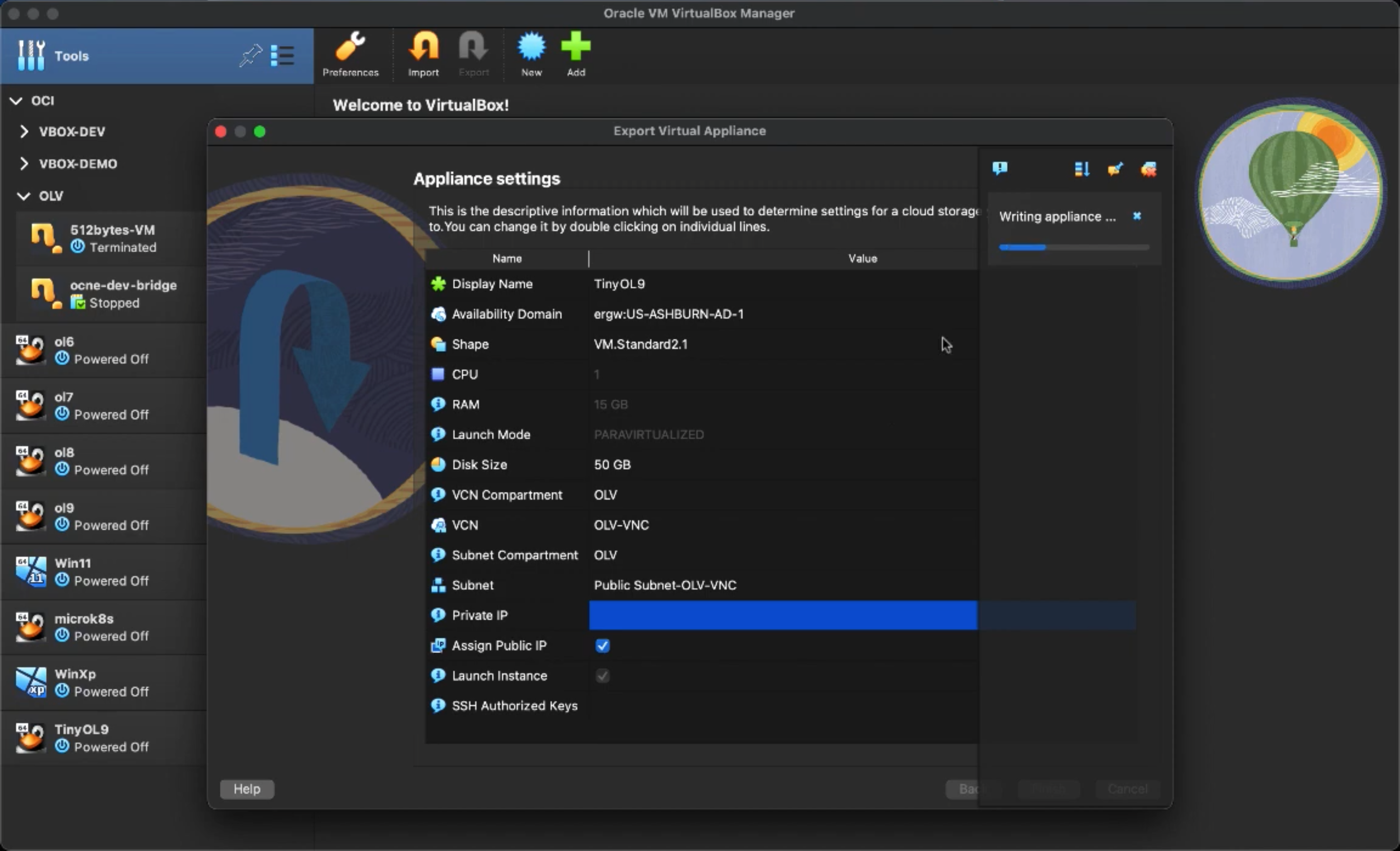 VirtualBox 7: export local virtual machine to Oracle Cloud Infrastructure