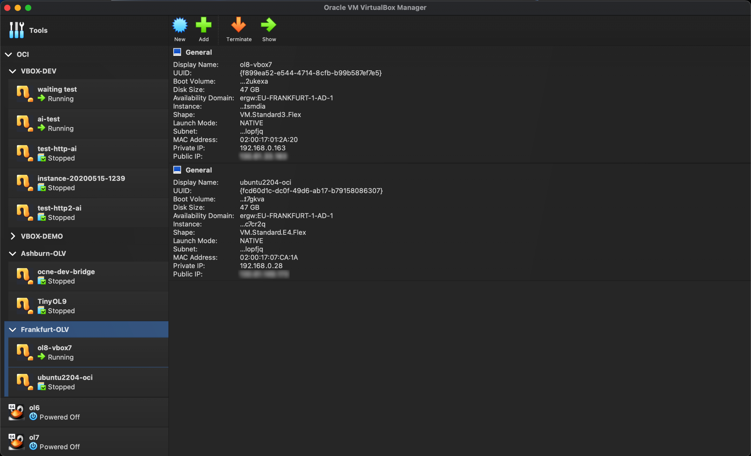 VirtualBox 7: Oracle Cloud Infrastructure instance management