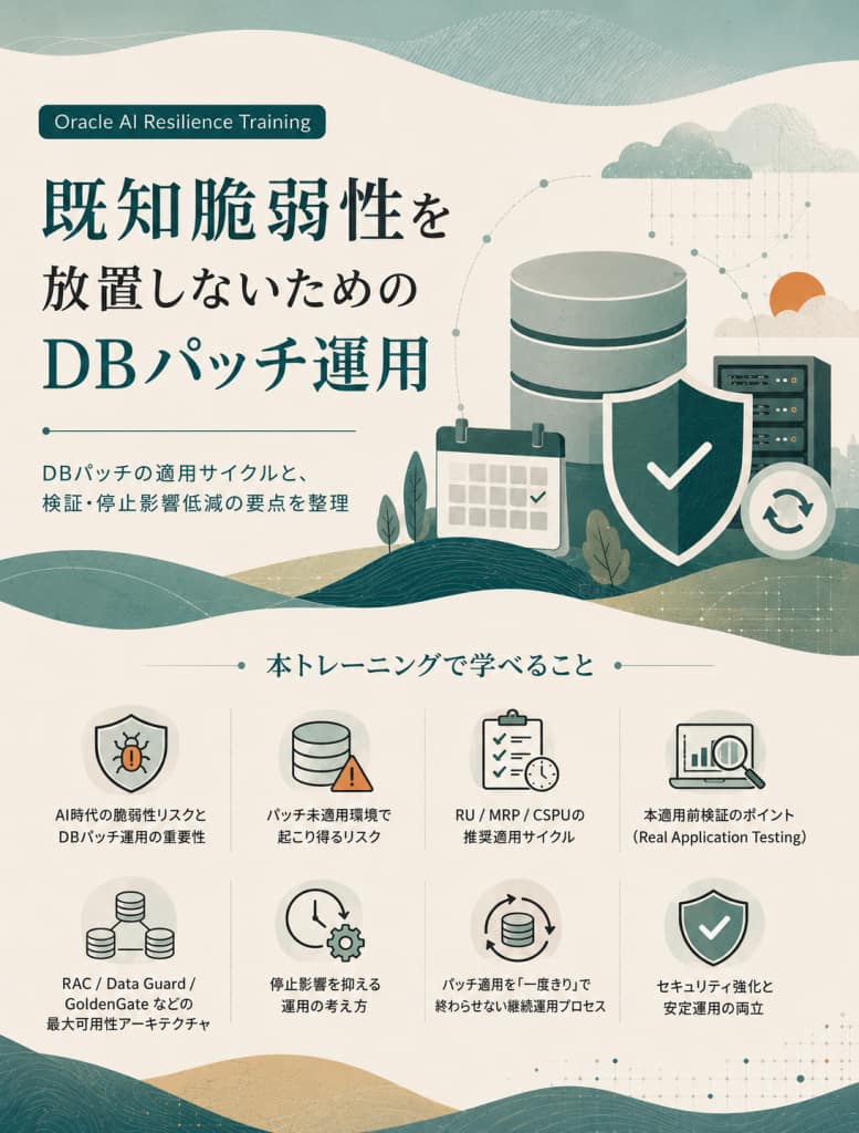 既知脆弱性を放置しないためのDBパッチ運用｜Oracle AI Resilience Training