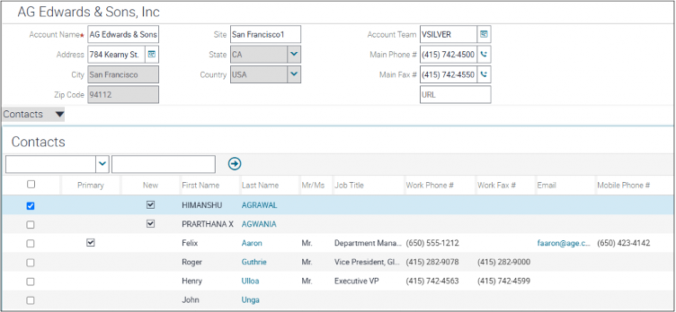 Child contact records list