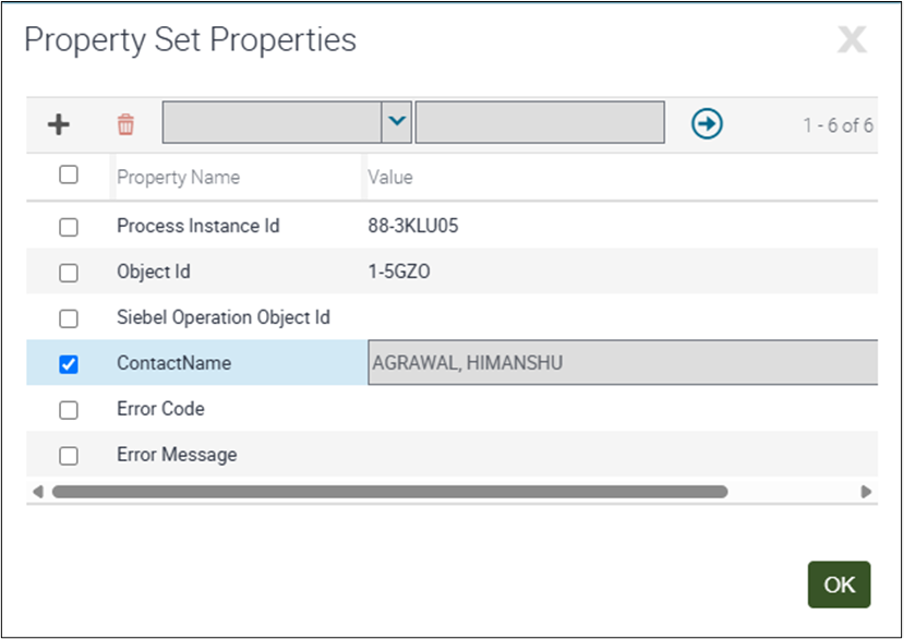 Property set properties for the contact