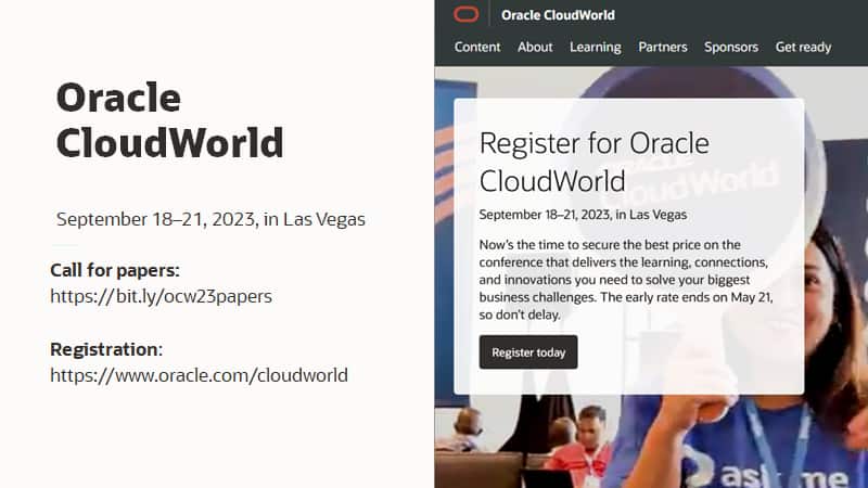 Call for Papers CloudWorld (Oracle Open World) 2023 open | soacommunity