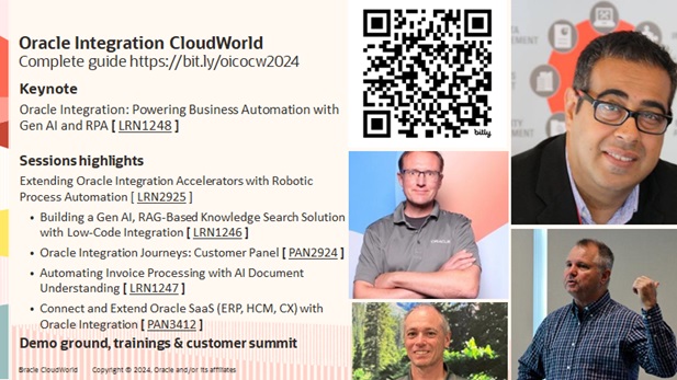 Connect and Extend SaaS (HCM, CX, ERP) with Oracle Integration sessions & events at CloudWorld 2024 in Las Vegas