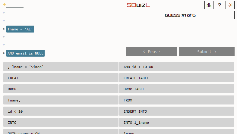 Free online SQL questions on Oracle Dev Gym
