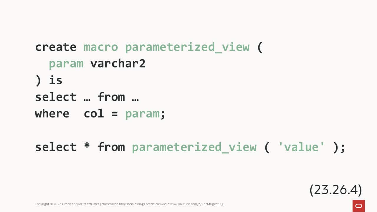 How to create views with parameters in Oracle AI Database