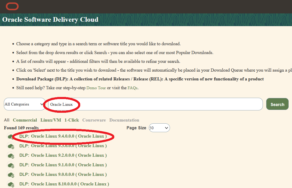 OSDC download search Oracle Linux 