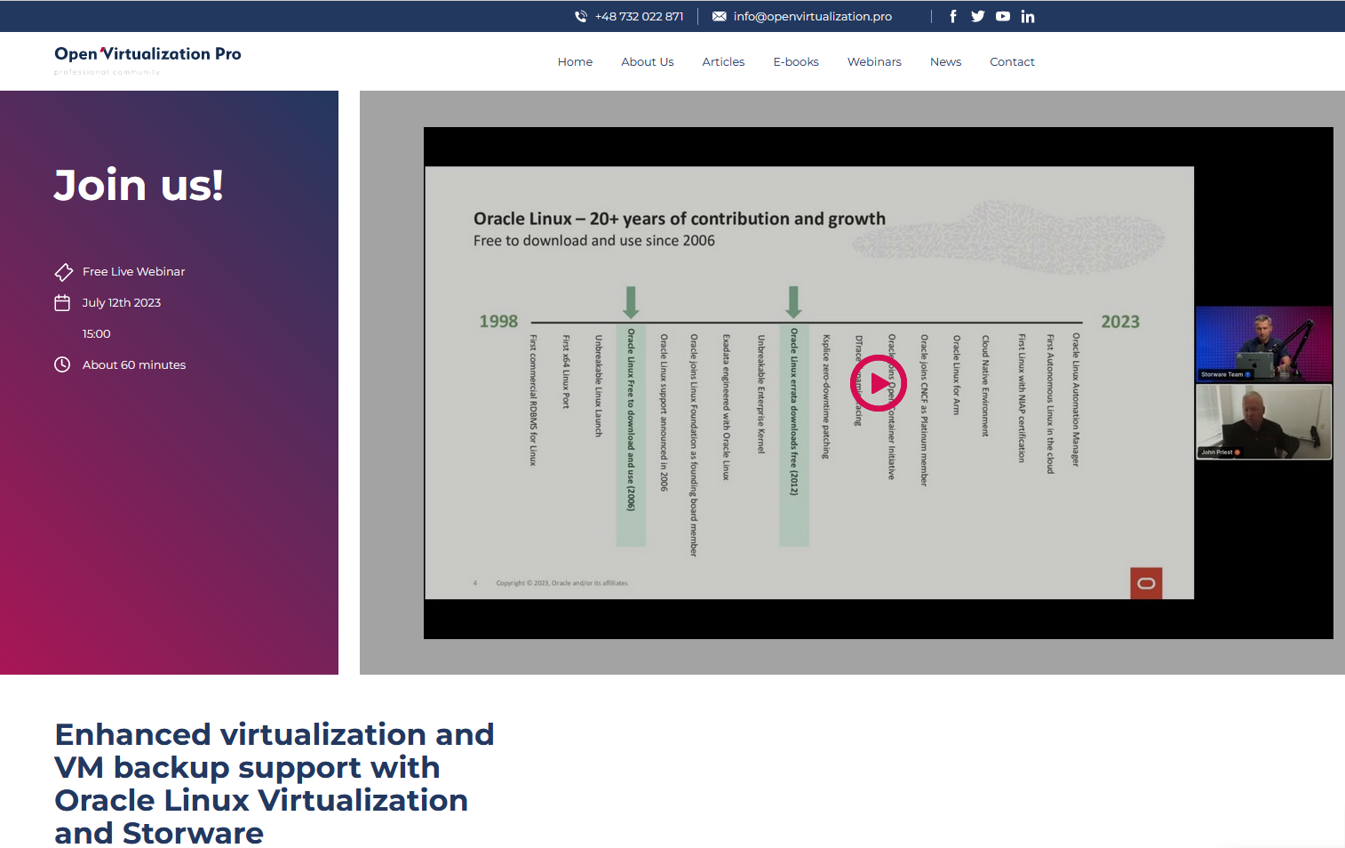Webinar page