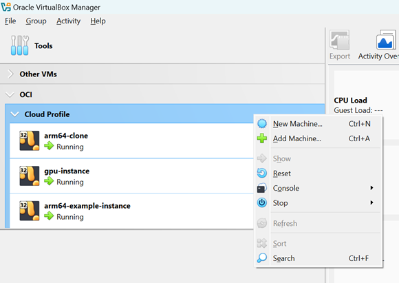 The cloud profile is ready to use with OCI