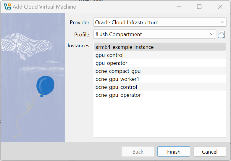 An OCI instance being imported into VirtualBox