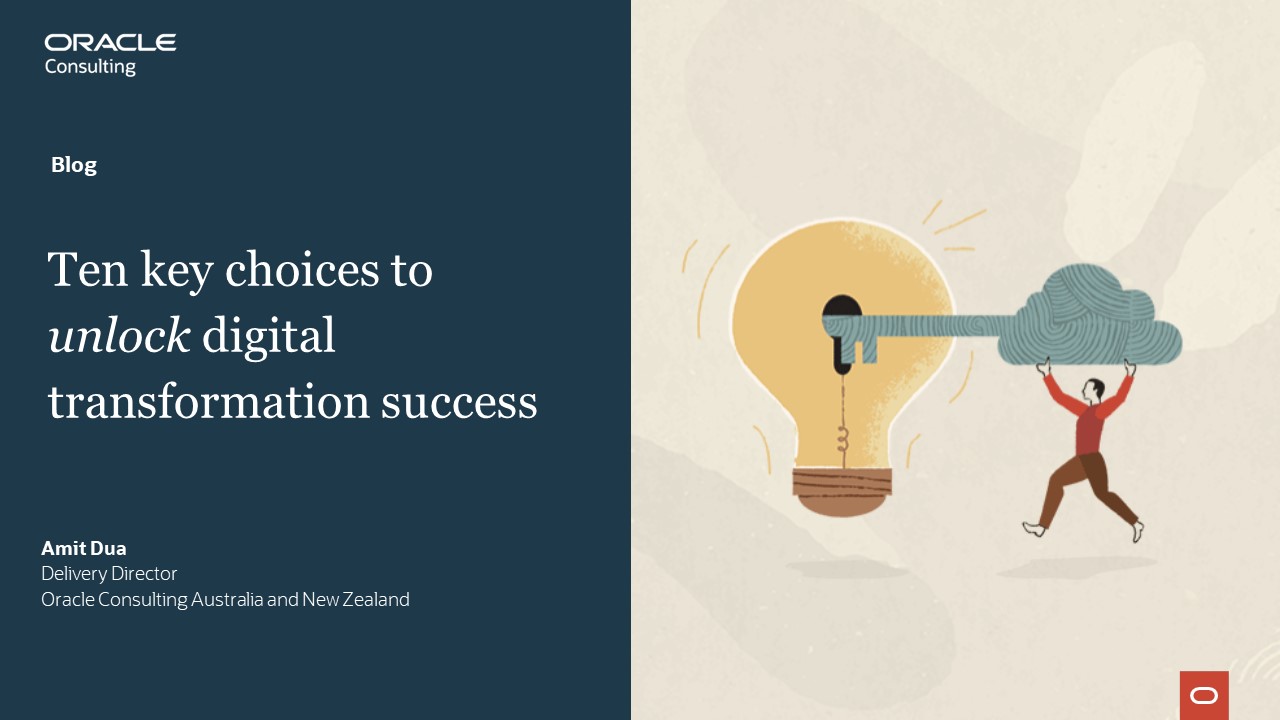 Illustration showing man unlocking giant lightbulb with a cloud-shaped key.