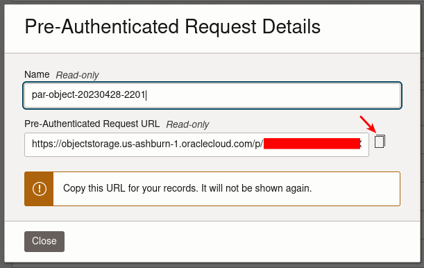 Create Pre-Authenticated Request - part 2