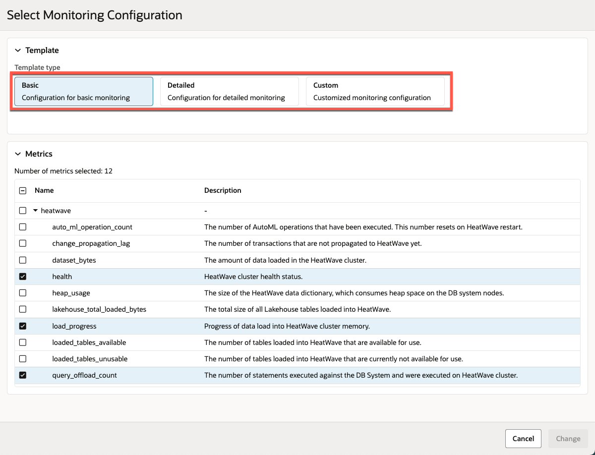 Selecting monitoring configuration