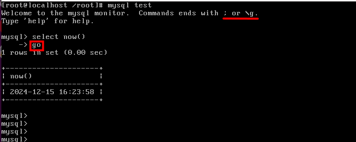 MySQL go command
