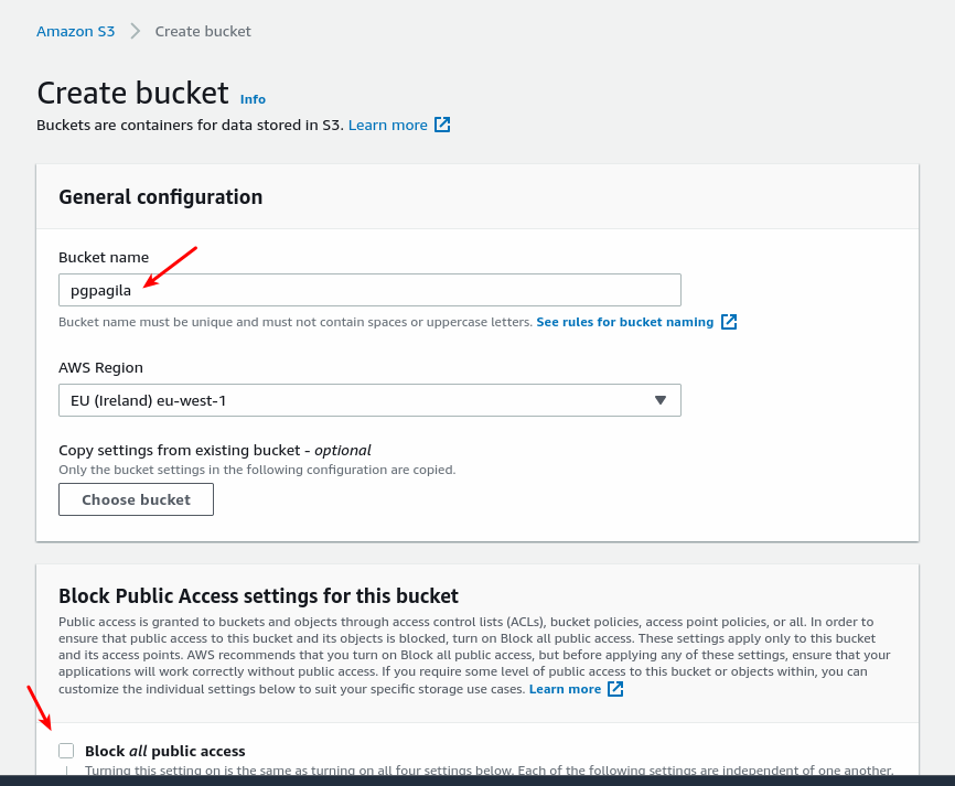 Create bucket