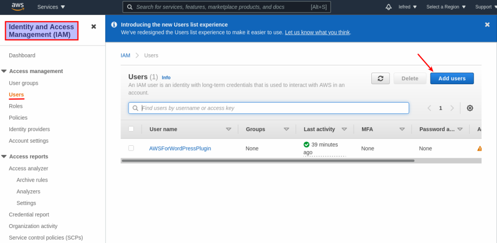 IAM Add users