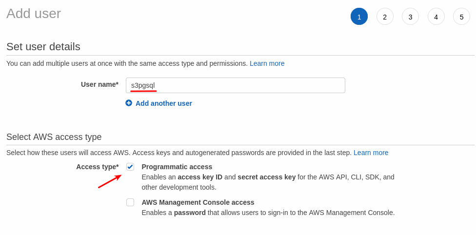 IAM Add user - details