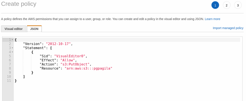 Policy JSON output