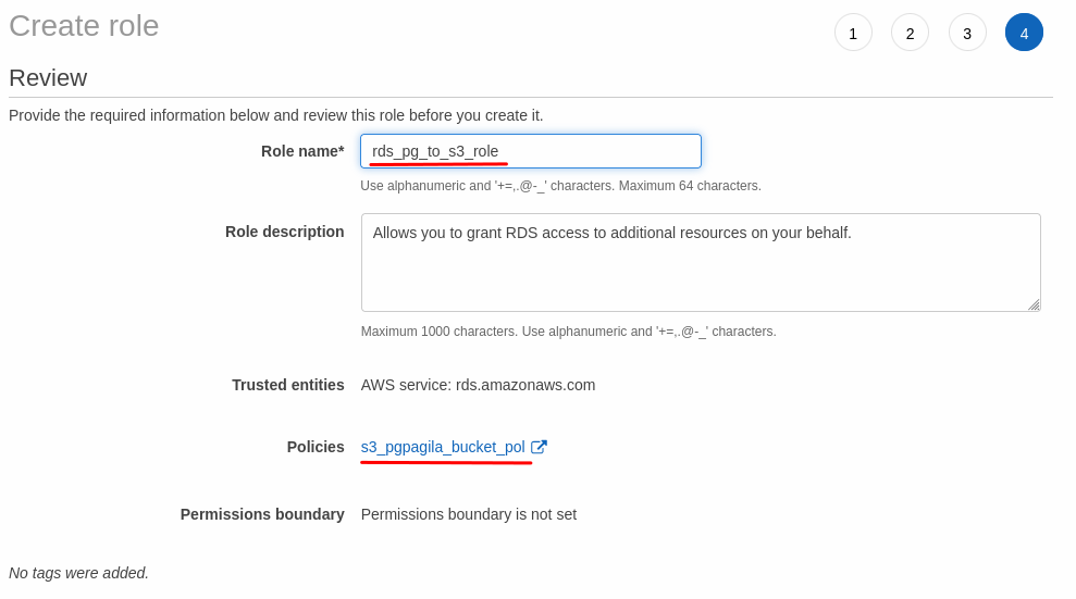 Create role - review
