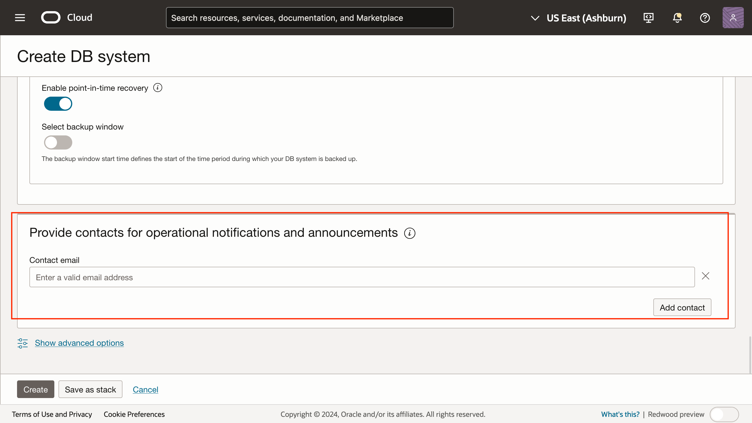 Contact Management during Create DB flow.